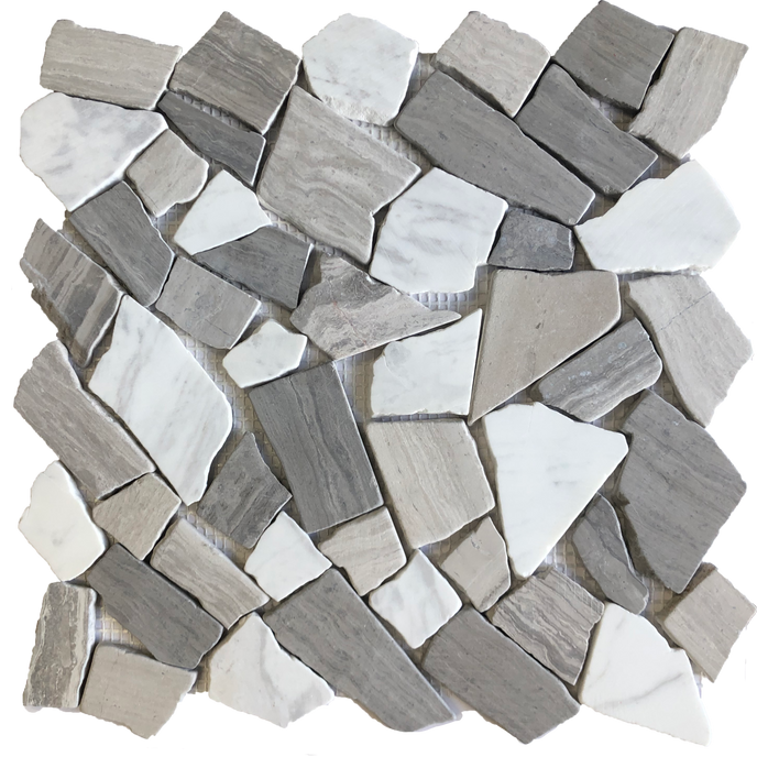 Broken stone mosaic tile backsplash
