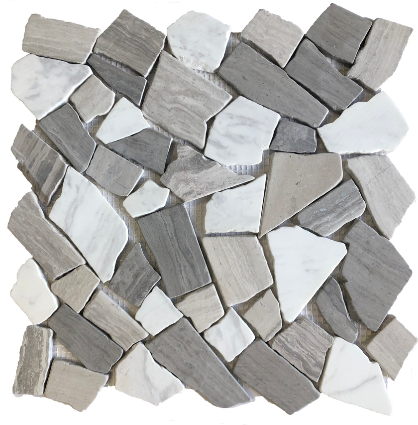 Broken stone mosaic tile backsplash