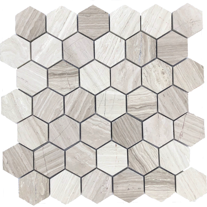 Silverwood Marble Hex - MOSAICS4YOU