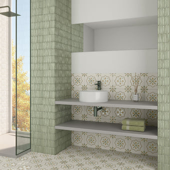 Llevant Taupe Cross 9x9 Porcelain Tile