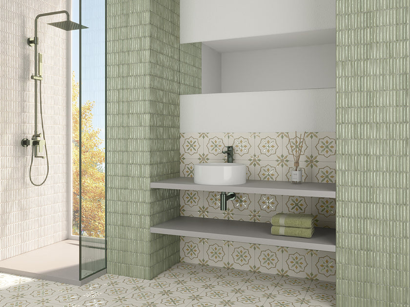 Llevant Taupe Cross 9x9 Porcelain Tile