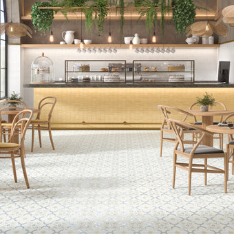 Llevant Yellow Flower 9x9 Porcelain Tile