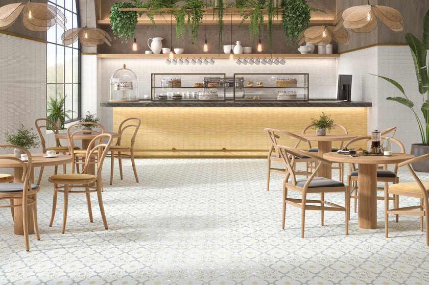 Llevant Yellow Flower 9x9 Porcelain Tile