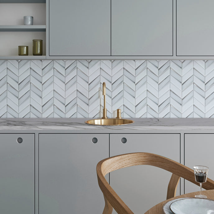 Urbania Bianco Chevron - MOSAICS4YOU