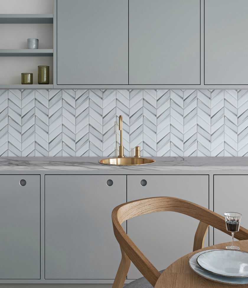 Urbania Bianco Chevron - MOSAICS4YOU