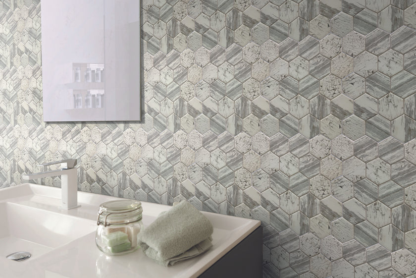 White Crackle Hex - MOSAICS4YOU