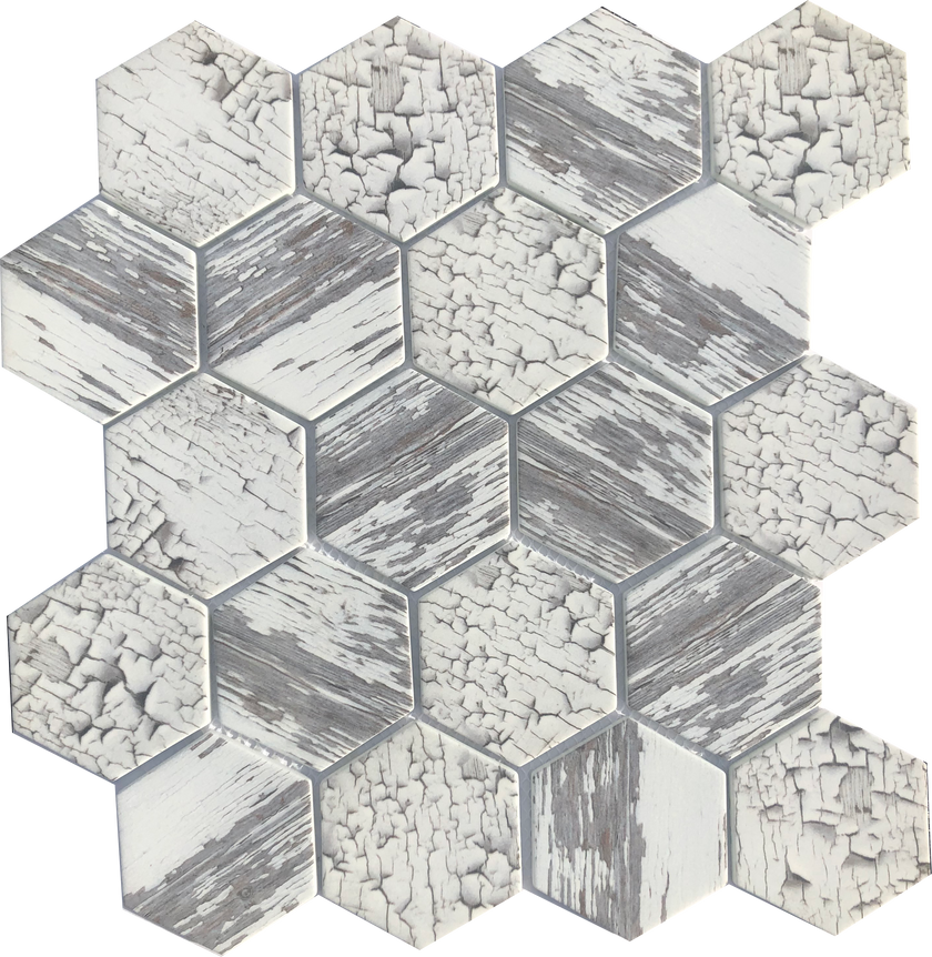 White Crackle Hex - MOSAICS4YOU