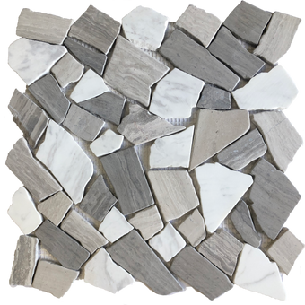 Broken stone mosaic tile backsplash