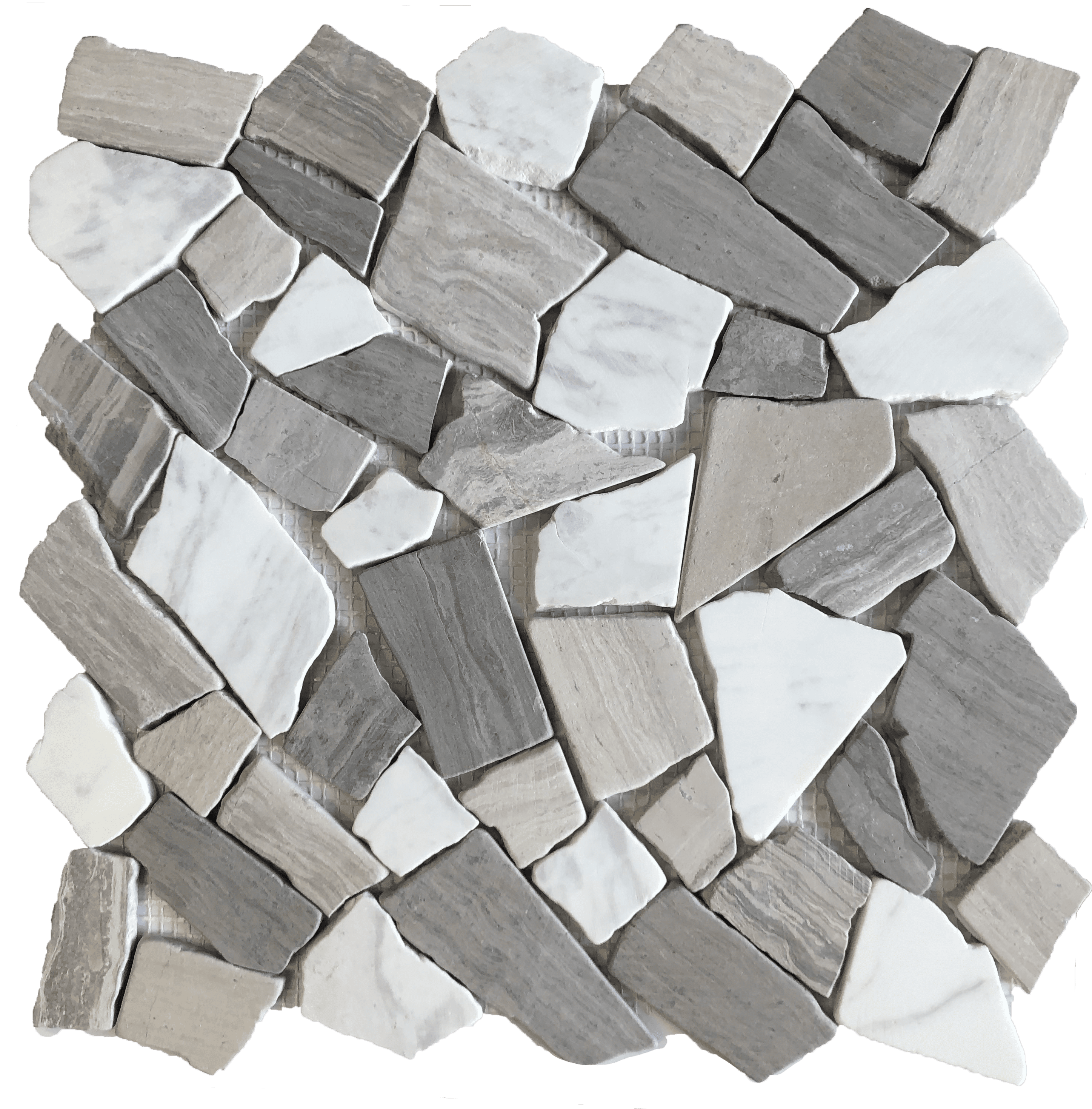 Broken stone mosaic tile backsplash