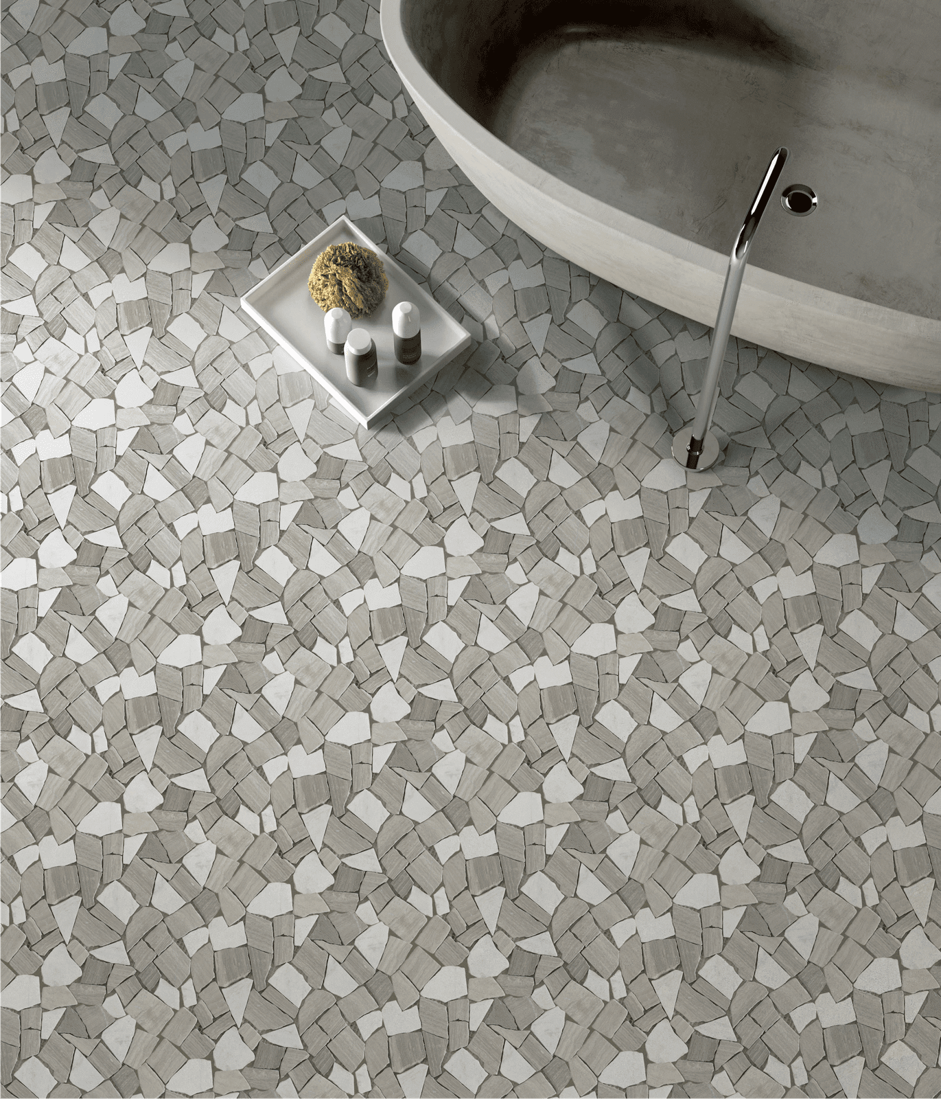 Pietra Bianco-Grigio Mix Broken Stone Mosaic Tile Backsplash